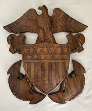 Carved US Navy Plaque with Eagle/2 Anchors Lina Vizcarra-Oandasan 16x18