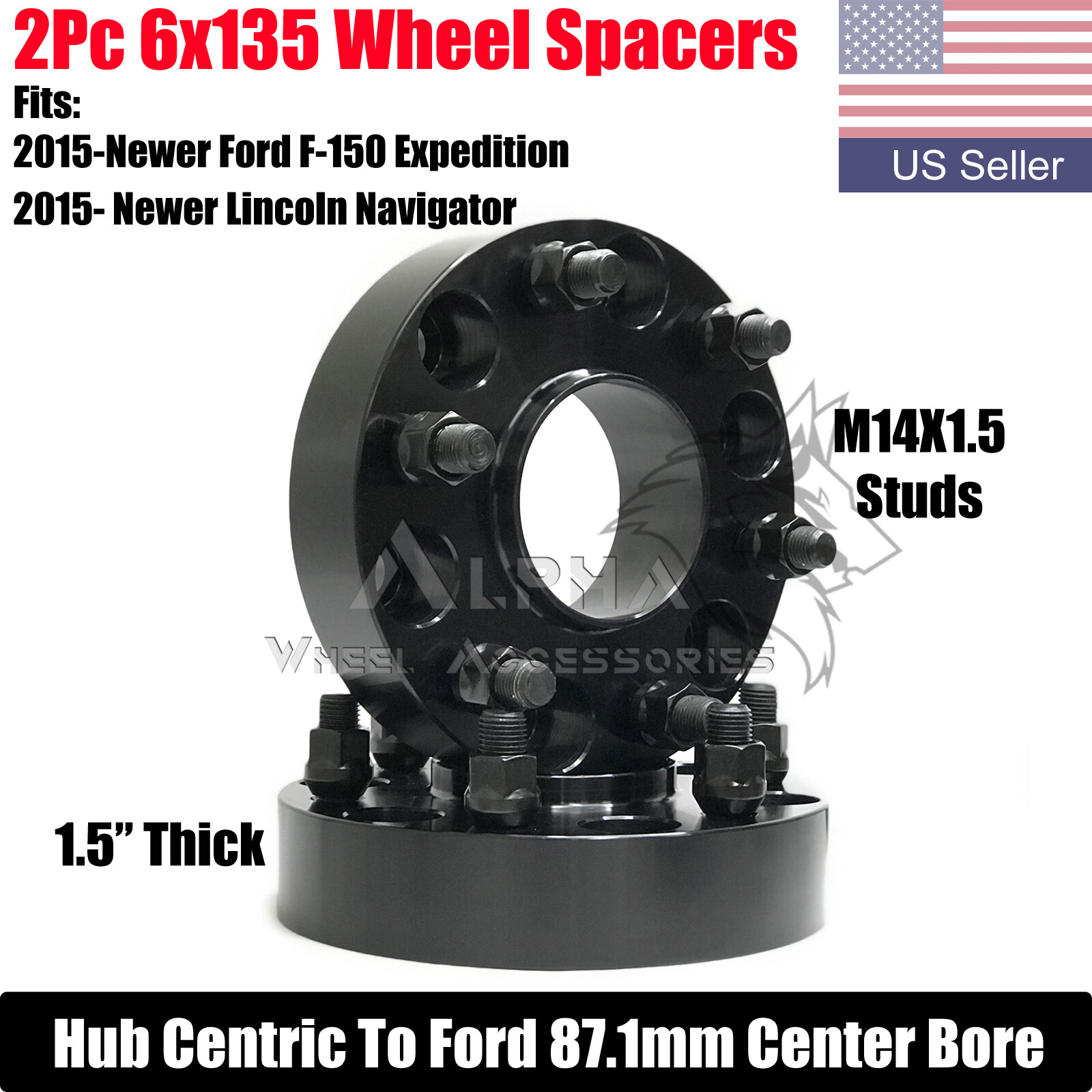 6x135 Hub Centric Wheel Spacers 1.5" Fits 2015 & Newer Ford F150