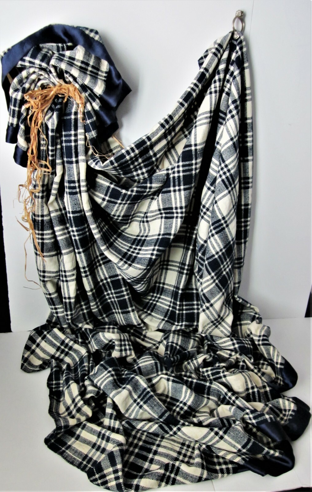 1800's Antique Homespun Wool Blanket Blue/ Cream Plaid 72" x 80" eBay