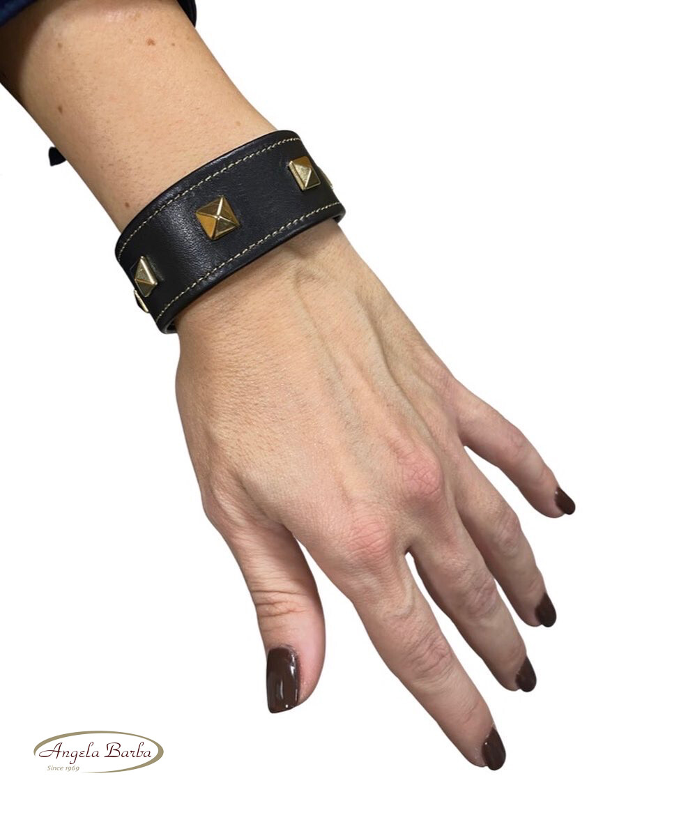 Women's Adjustable Genuine Leather Studded Artisan Bracelet-image