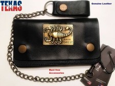 Genuine Cow Leather-Motorcycle-Trucker-Chain-Wallet-inside-Zipper Scorpion B 25