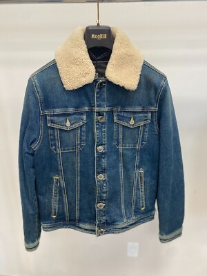 Moorer  Men, Down Denim FUR  Jacket 'Taburno BLUE SIZE 52 $3,275