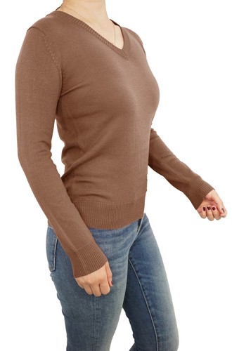 Women Pullover Soft Knit V-Neck Fitted or Loose Casual Cute Sweater USA STOCK - Picture 24 of 43