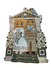 Vintage St. Andrew's Abby glazed Wedding Couple Tile- Bride & Groom Wall Plaque