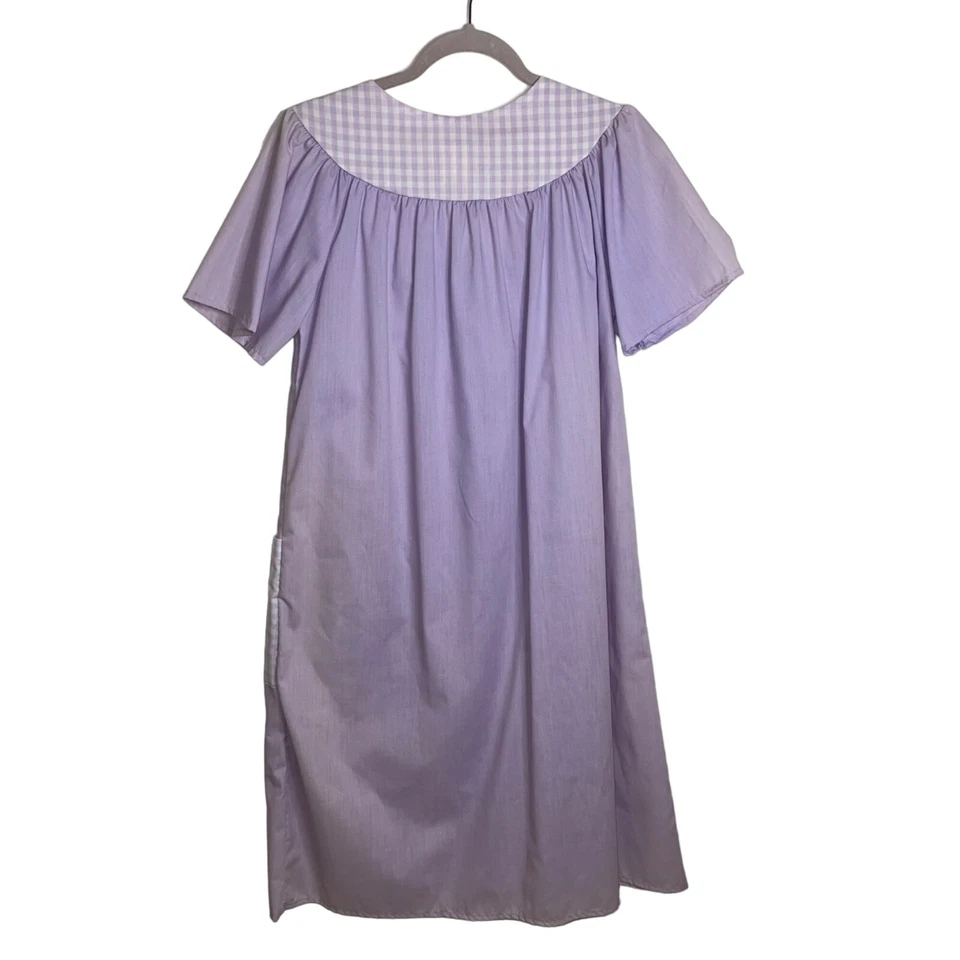 Bata de vestir informal Hedy Lin vintage para mujer talla mediana púrpura modo a cuadros de casa Foto 2 de 4