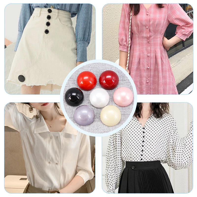 6X DIY Round Buttons Faux Pearl Material Sewing for Costume Sweater Craft Decor - Image 3 of 4