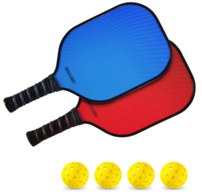 Boulder Pickleball Paddles - Carbon Fiber Paddle Set of 2 Racquets and 4 Balls