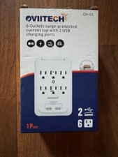 Oviitech 6 Outlet Surge Protected Wall Adapter Tap with 2 USB Charging ports