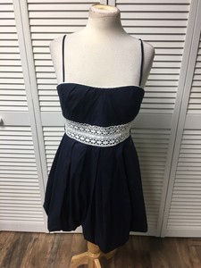 navy blue dress with white lace