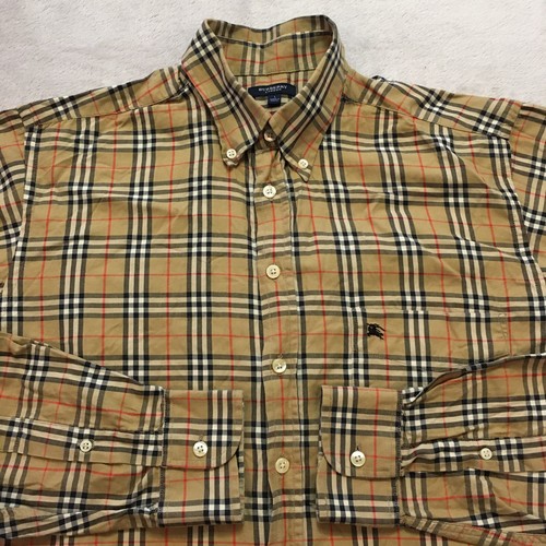 Burberry mens vintage Beige Classic Nova Check Button Casual shirt size L - Picture 3 of 12
