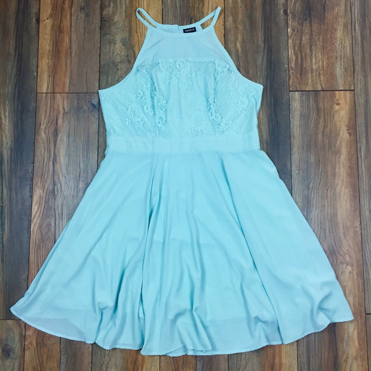 Torrid Womens Mint Green A-Line Swing Dress Size 14 Floral Lace High Neck |  eBay