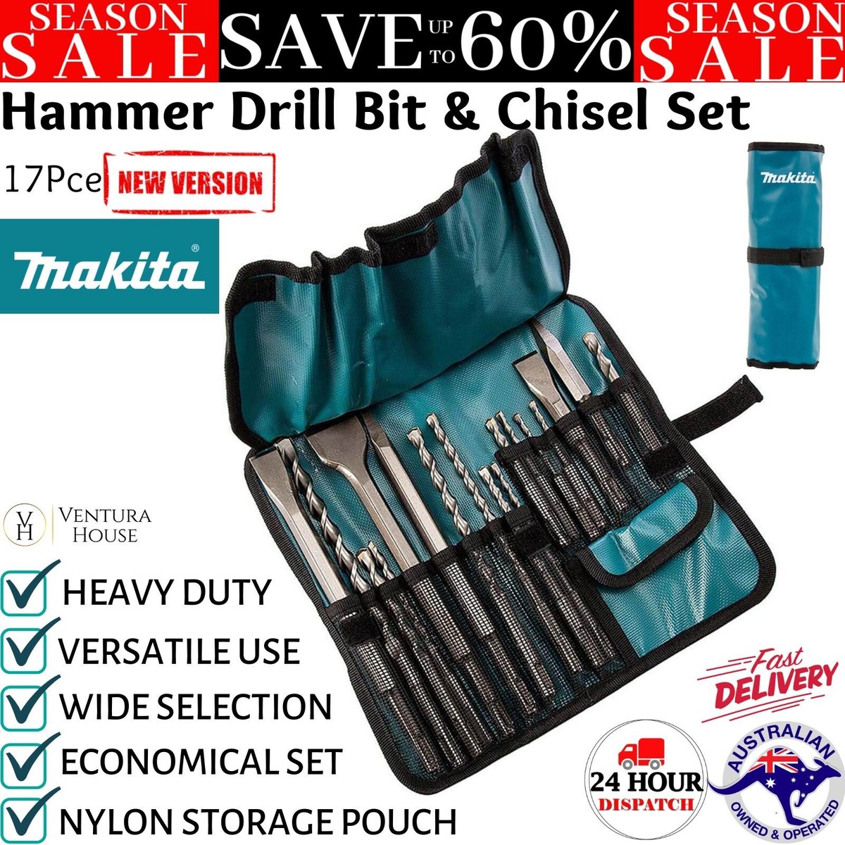 Makita 17Pce SDS Plus Hammer Drill Bit Chisel Set D-53073 Hand