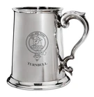 Turnbull Family Crest Polished Pewter 1 Pint Tankard with Scroll handle