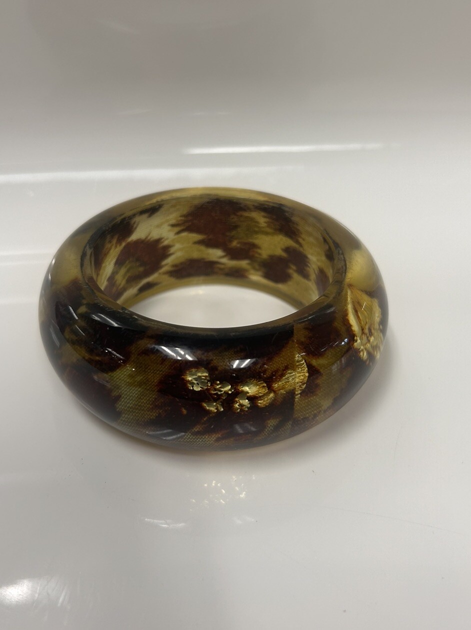 Lucite Leopard Bangle Bracelet - image 2