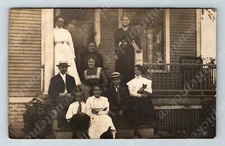 Wd2 Postcard RPPC Early 1900's Smiling Family on Porch Uncle Louie 353a