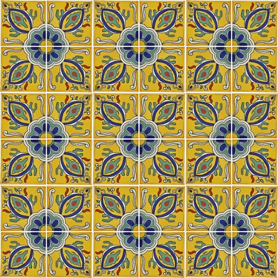 36 x Fairly Traded handgefertigte mexikanische Talavera-Keramikfliese - 'Orlando' 10,5 cm