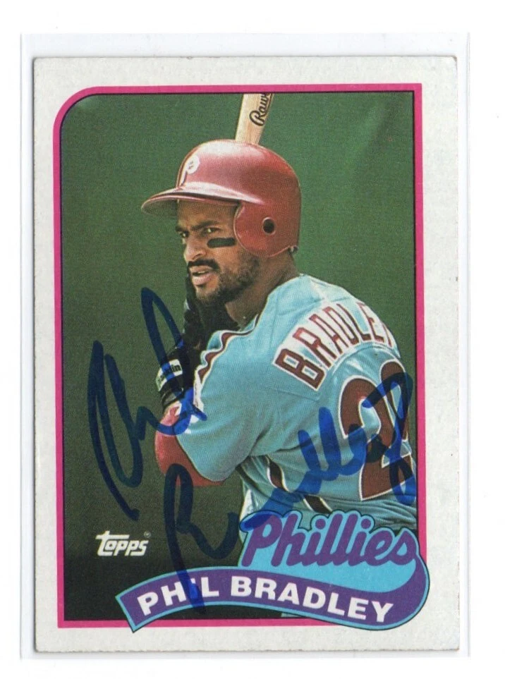 PHIL BRADLEY PHILADELPHIA PHILLIES 1989 TOPPS IP/TTM AUTOGRAPH AUTO
