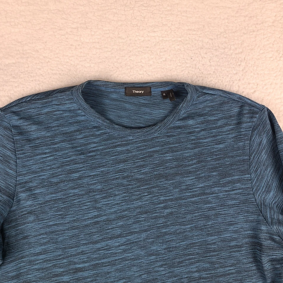 Theory Sweater Mens XL Teal Blue Crewneck Gaskell Sweatshirt GC - Image 3 of 4
