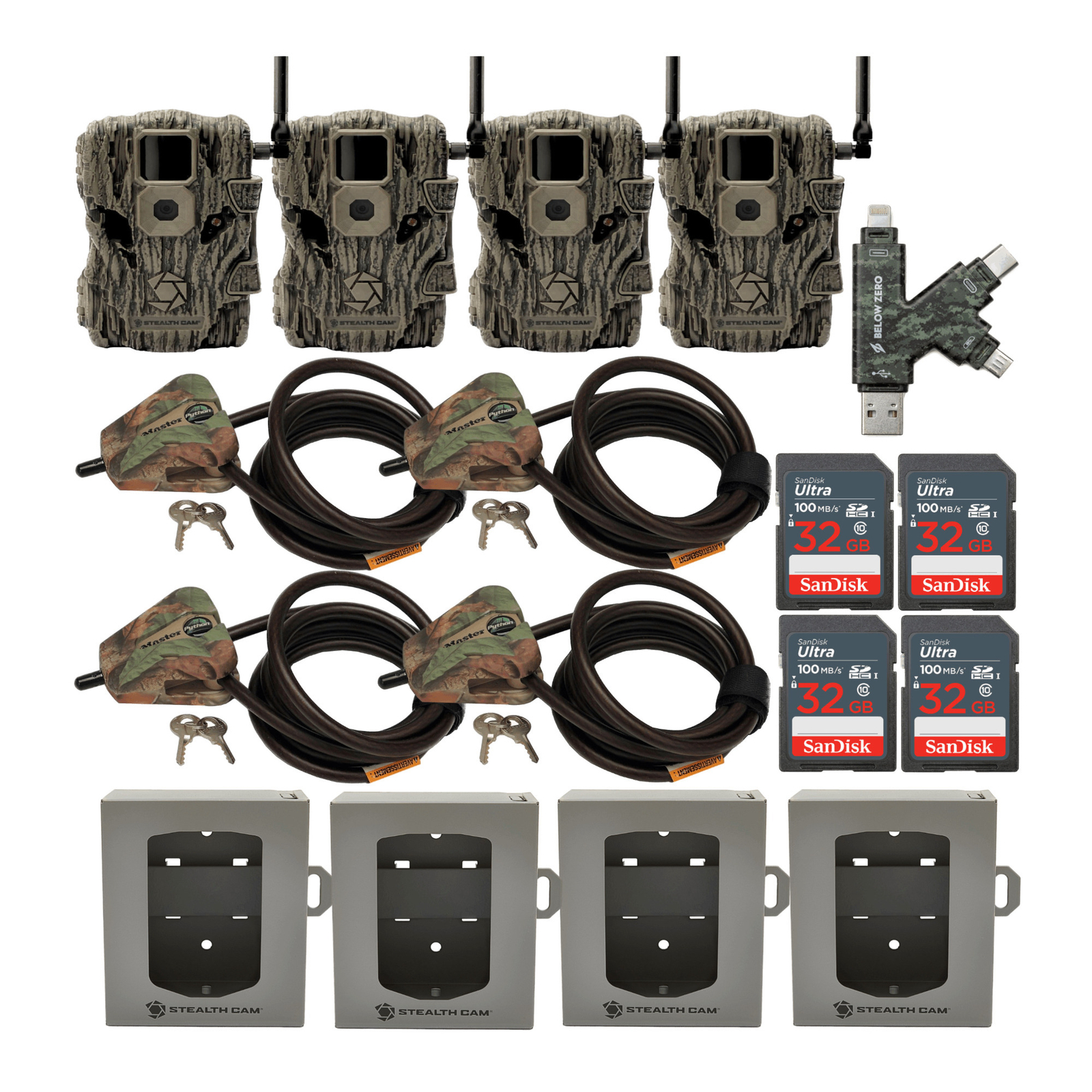 Stealth Cam Fusion X 26-Мегапиксельная следящая камера Verizon Super Security Bundle 4 шт.