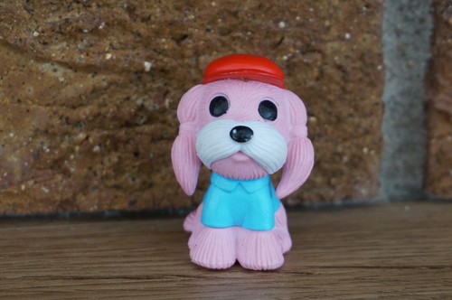 Puppy DOG Mini Figure PINK White MALTESE Red Hat Blue Shirt Clothes Doll 1.5"