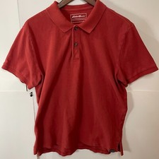 Eddie Bauer Two Button Collar Polo Shirt Mens Red Size Large