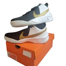 Nike Team Hustle Black Metallic Shoes Black Gold White Sneakers Size 8W/6Y