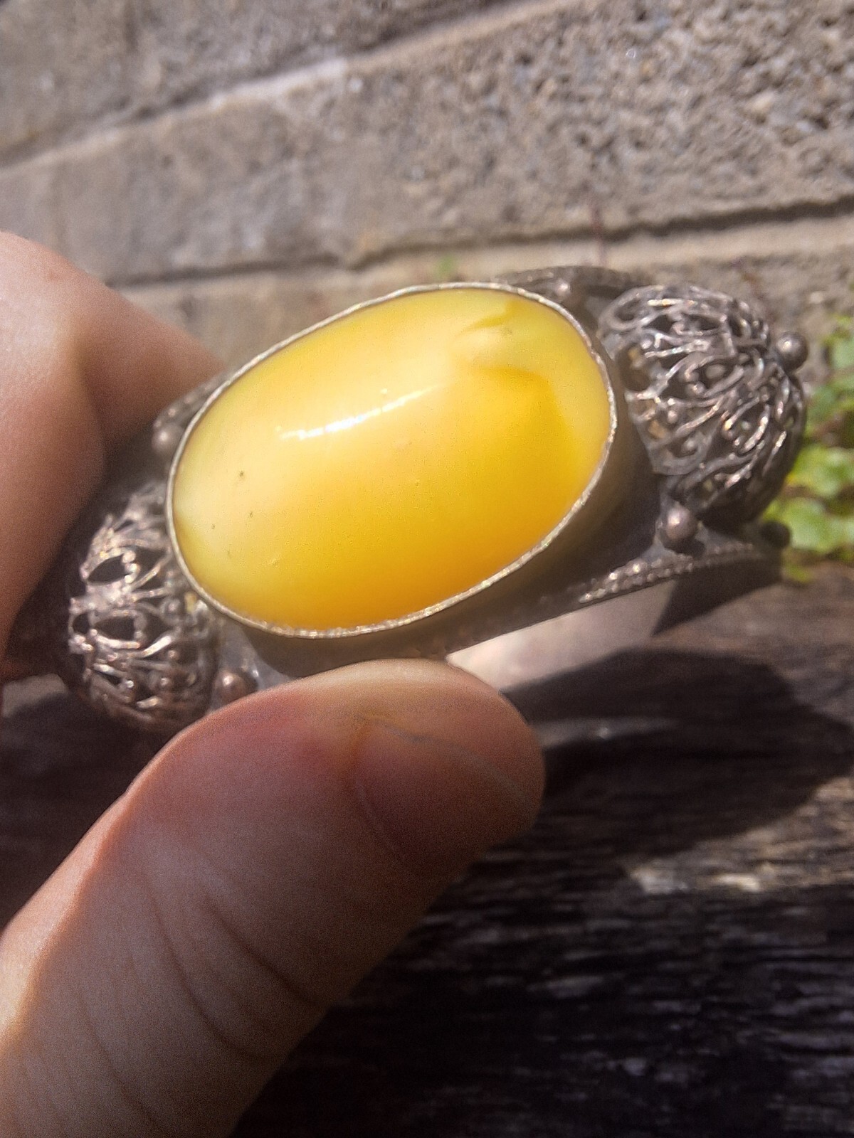 Vintage Middle Eastern Bangle. 2 Large Butterscot… - image 7