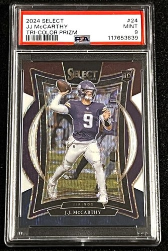 2024 Panini Select JJ McCarthy Tri-Color Prizm Concourse Level PSA 9 MINT # /299 - Picture 4 of 6