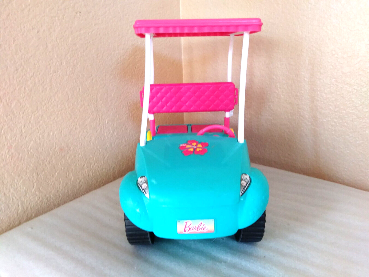 Barbie Sisters Golf Cart Turquoise Pink Flowers Mattel Doll Car