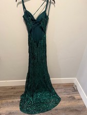B. Darlin Emerald Green Sequin Mermaid Prom Dress Size 3/4 Open Back Formal Gown