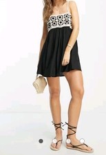 ASOS DESIGN NWT Crochet Mini Sundress Black White Granny Square Size 4 Beachy
