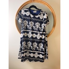 Show Me Your Mumu Shift Dress Womens Medium Navy Blue Excellent Floral Mini Boho