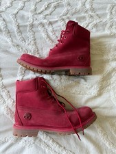 Timberland Red Lace-Up Nubuck Boots