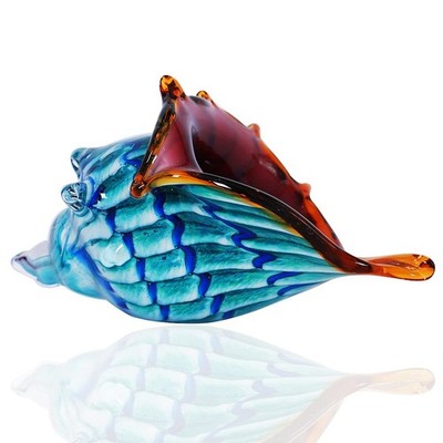 EUSTUMA Hand Blown Glass Conch Figurines Ornament,Sea Animal Ornament for Hom...