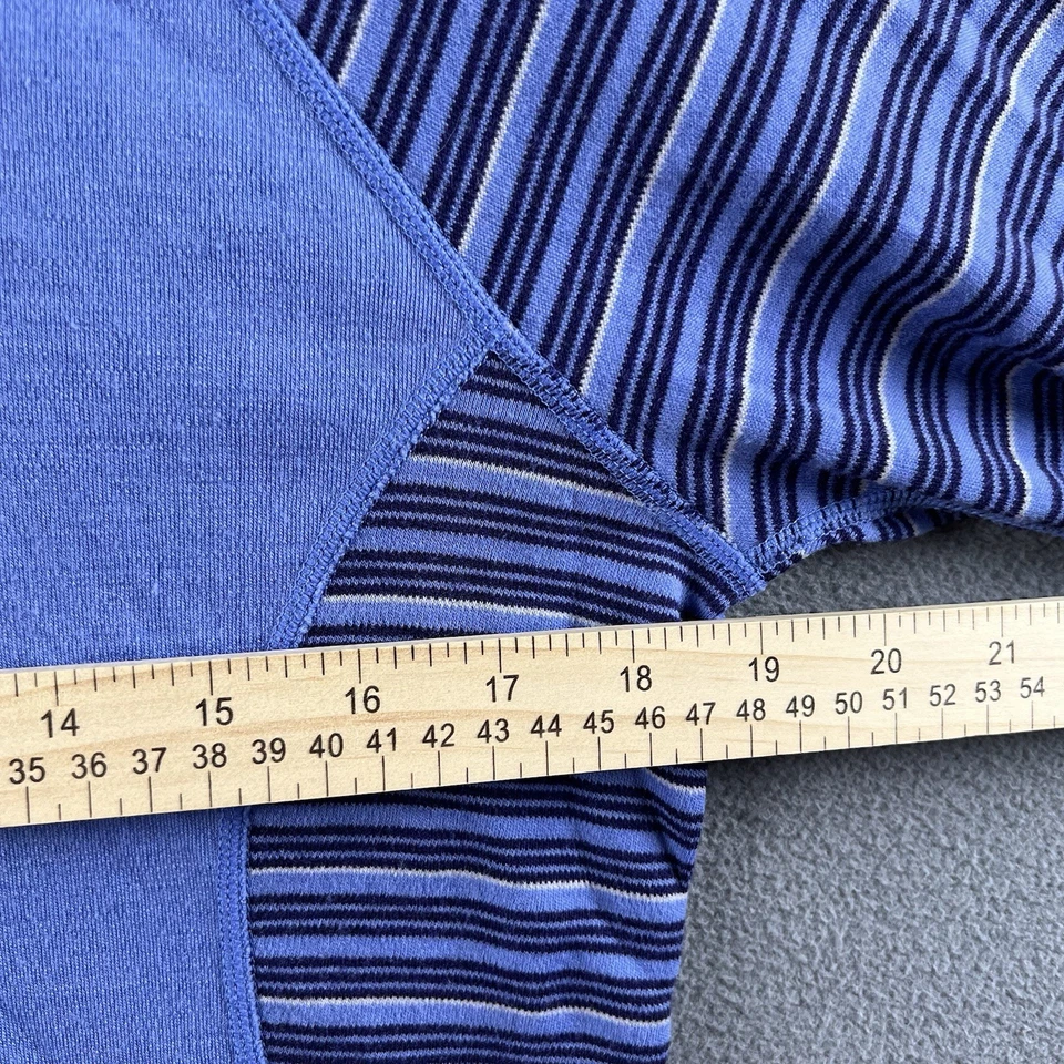 Sudadera con capucha Smartwool para mujer XL púrpura azul a rayas suéter capa base agujeros para el pulgar Foto 3 de 4