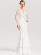 Trumpet/Mermaid Sequins Lace Wedding Dress w 5" Tail