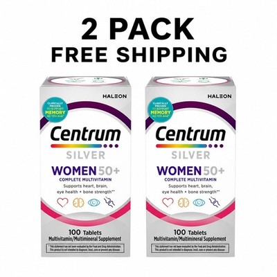 Centrum Silver Womens 50 Plus Multivitamin With Vitamin B,C,D3 &E 100Ct (2 Pack)