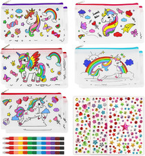 Federm&auml;ppchen Stoffbeutel Bemalen Taschen Wachsmalstifte Party Mitgebsel