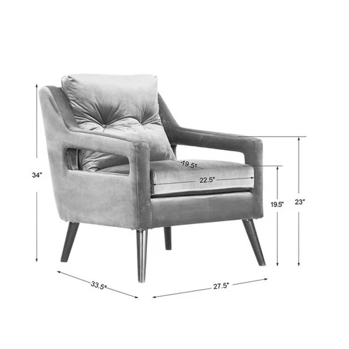 Uttermost OBrien Contemporary Wood and Fabric Arm Chair in Blue and Black - Picture 11 of 11