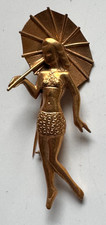 Dame im Badeanzug  - hochwertige Brosche Vintage aus Bronze - Größe 7 cm
