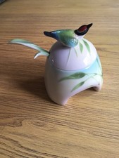 Franz Porcelain Bamboo Songbird Sugar Jar With Spoon