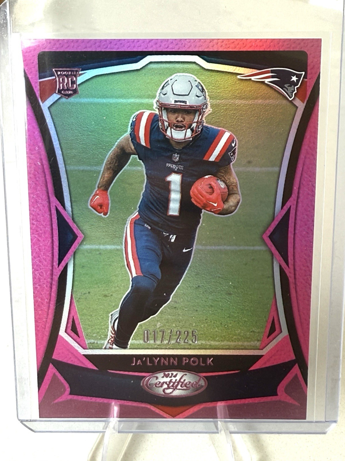 2024 Panini Certified Ja'Lynn Polk RC Pink Mirror #’d/225 #128 Patriots ⭐️