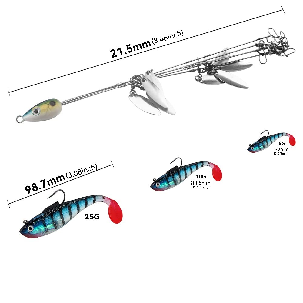 Umbrella Fishing Rig 5 Arms Alabama Rig Kit with Weedness Lure Jigs Boat Trol... - Image 5