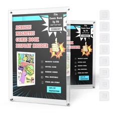 2 Pack Comic Book Display Cases Hard Plastic Top Loaders Wall Mount Holds Comics