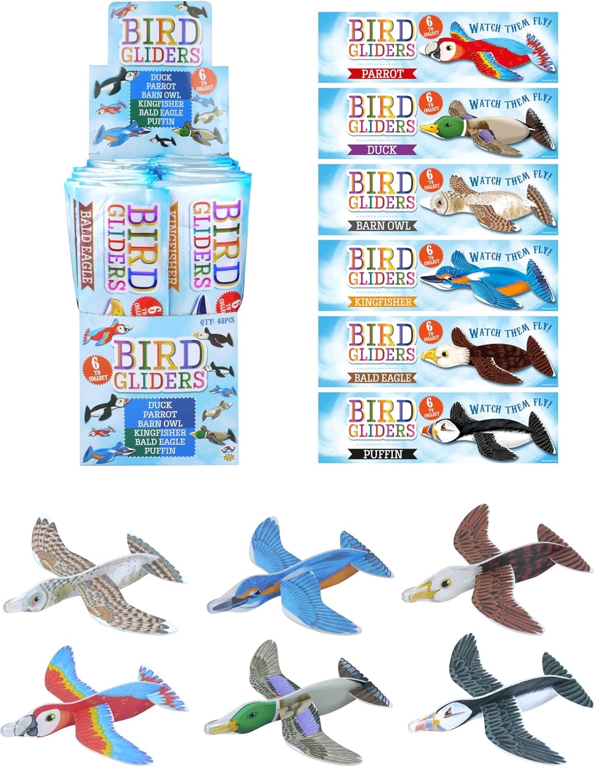 HENBRANDT Pack of 8 Bird Gliders – Kids Polystyrene Flying Gliders Toy Loot