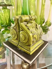 Vintage Jaru Chartreuse Green Pottery Bookends