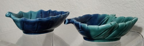 Leaf Shape Dish Sauce Dipping Condiment Pin Tray 4 Diff. 2-Tone Color Blue Green - Picture 9 of 15
