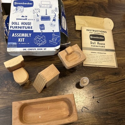VTG Strombecker Bathroom Doll House Furniture Do It Yourself Assembly Kit w/ Box