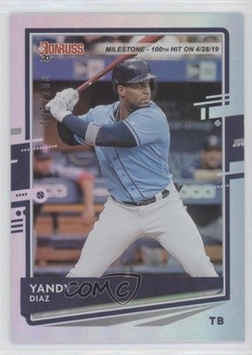 2020 Panini Donruss Milestone Stat Line 45/100 Yandy Diaz #190 xp6