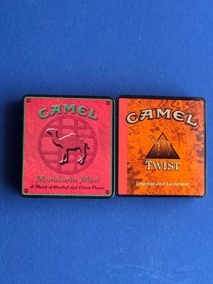 Lot of two Vintage Camel Exotic Blends Cigarette Empty Tins Mandarin Mint Twist
